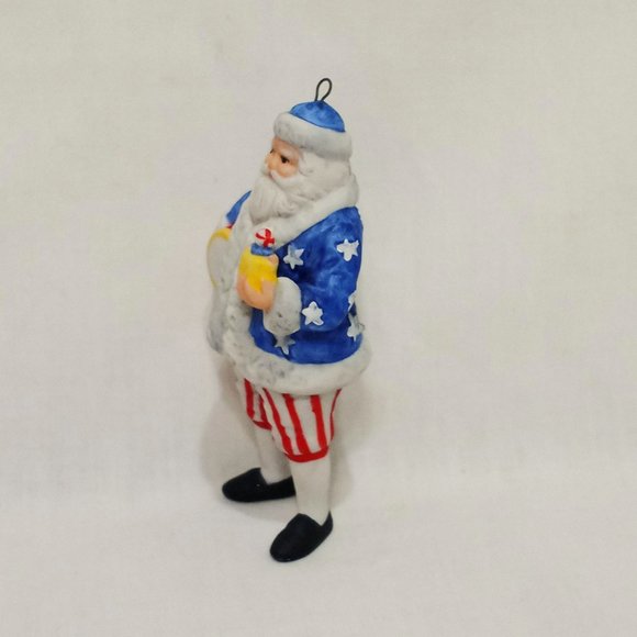 Patriotic Santa Christmas Ornament 1863 Style 3" Tom Tierney Ceramic Drum Doll - Picture 2 of 6